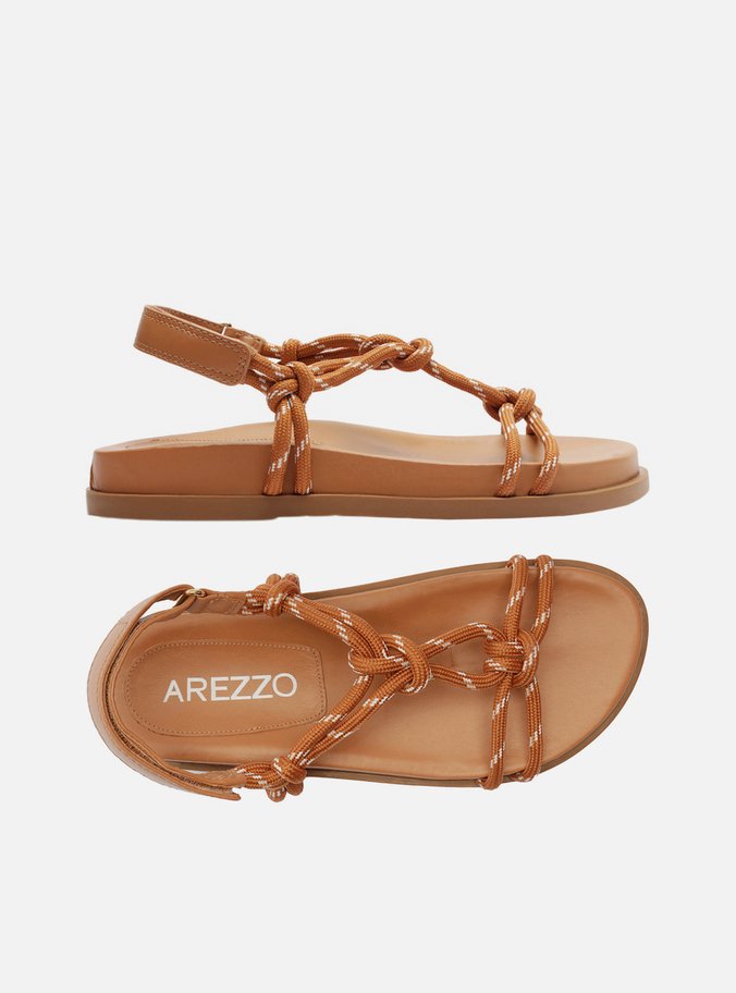 Sandália Papete Marrom Couro Custom Anklet