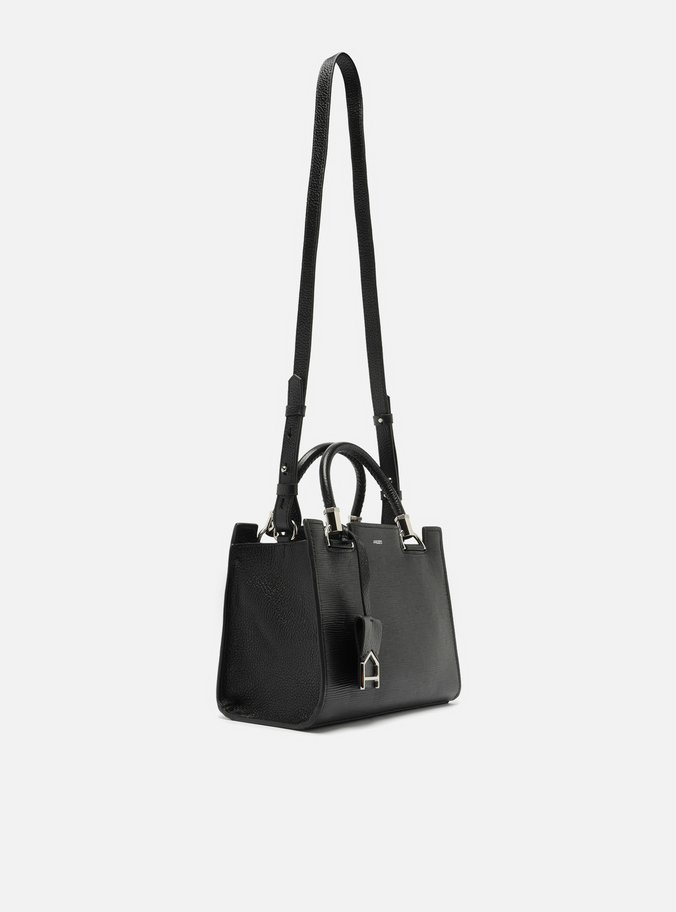 Bolsa Tote Preta Couro Abbraccio Média