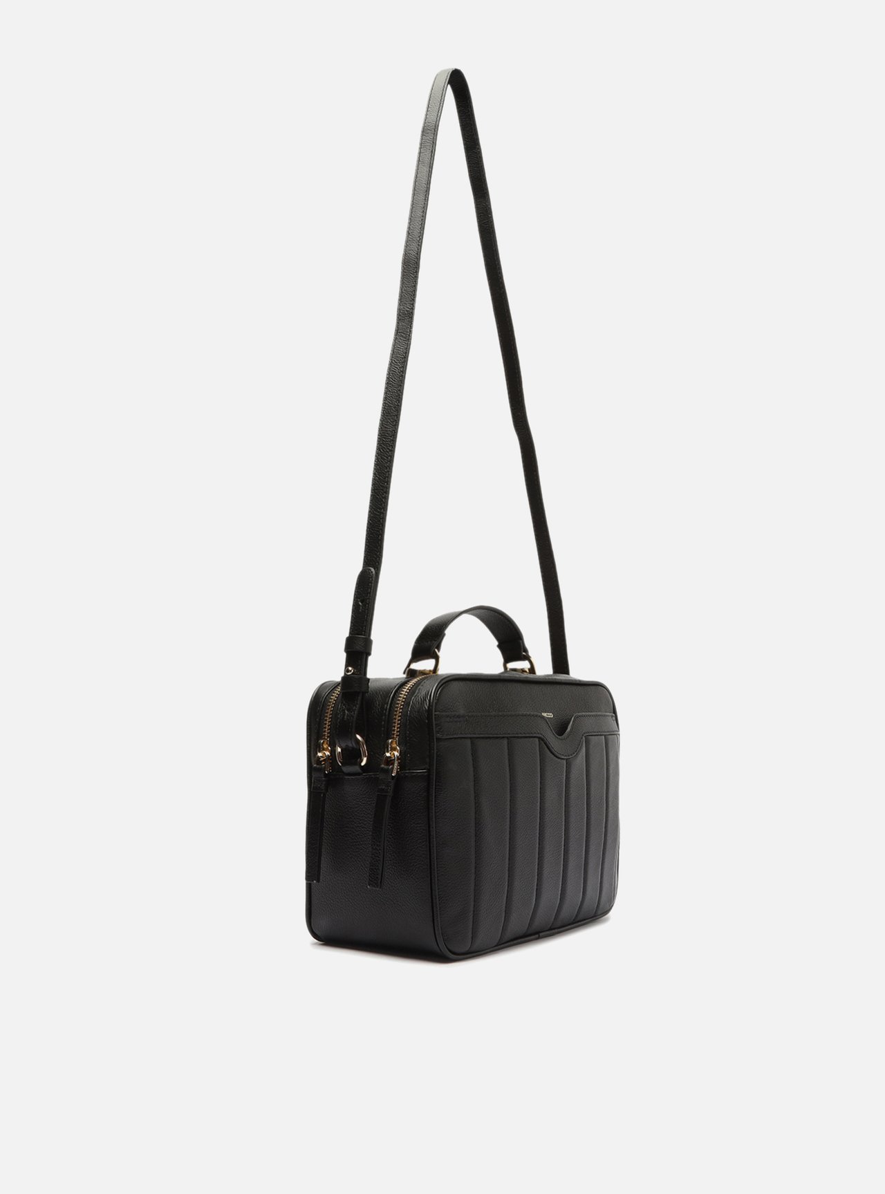 Bolsa Tiracolo Preta Couro Francine Média — foto 5