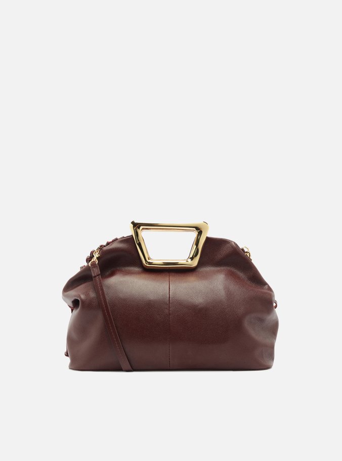 Bolsa Tiracolo Vinho Couro Média Alça Metal