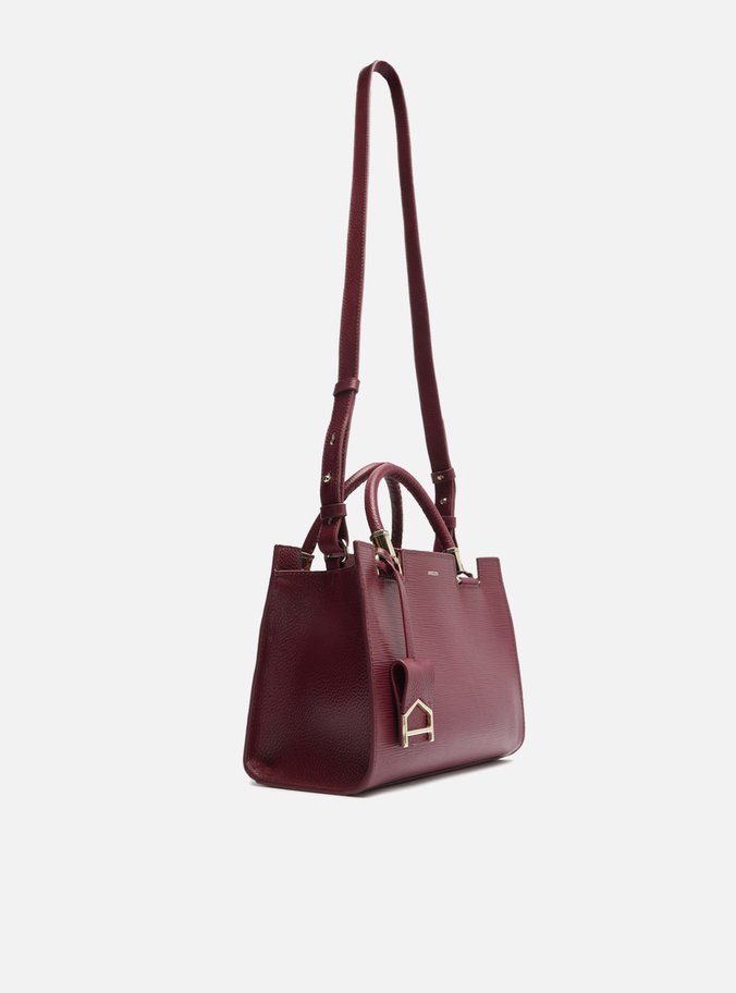 Bolsa Tote Vinho Couro Abraccio Média