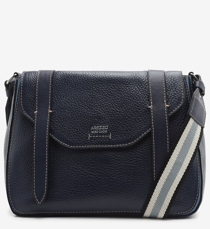 Bolsa Tiracolo Azul Couro Cintia Média