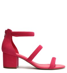 Sandália Rosa Nobuck Bloco Zíper Power Pink