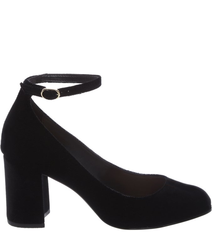 Sapato Boneca Preto Veludo Tornozeleira Arezzo