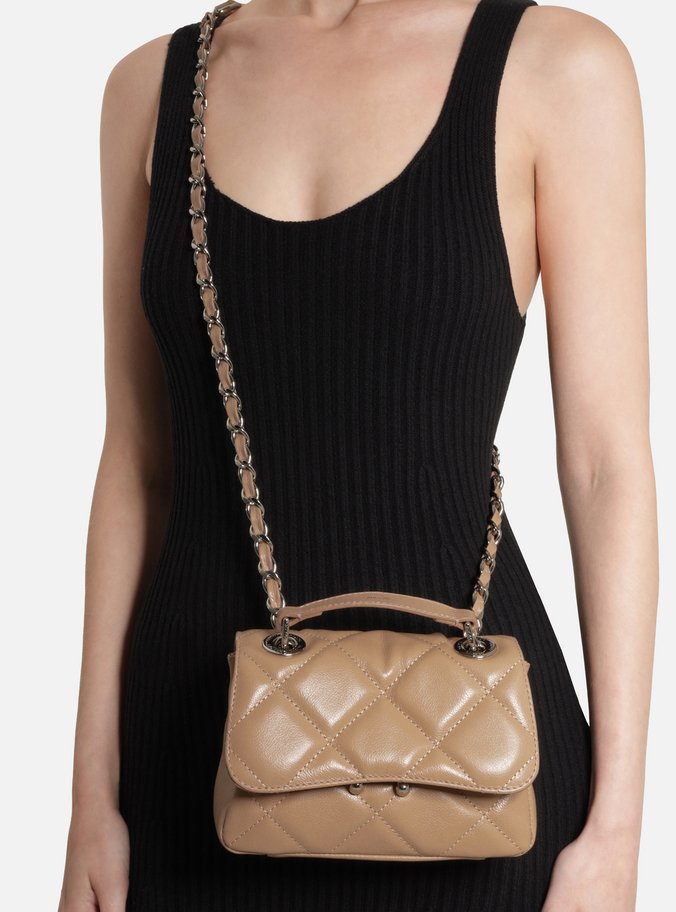 Bolsa Tiracolo Nude Couro Pequena Matelassê