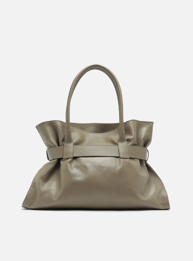 Bolsa Shopping Cinza Couro Isa Grande