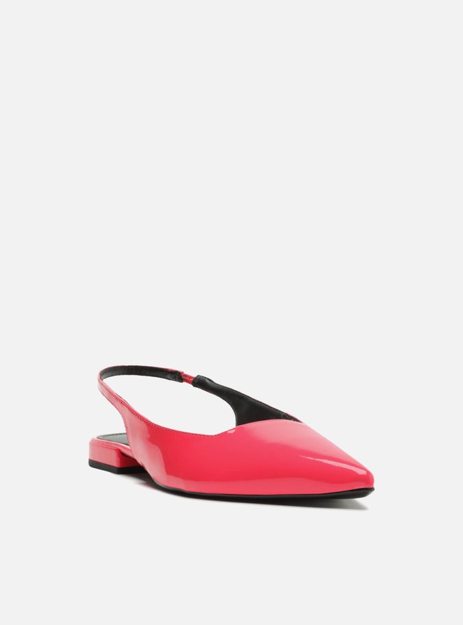 Sapatilha Rosa Verniz Bico Fino Slingback