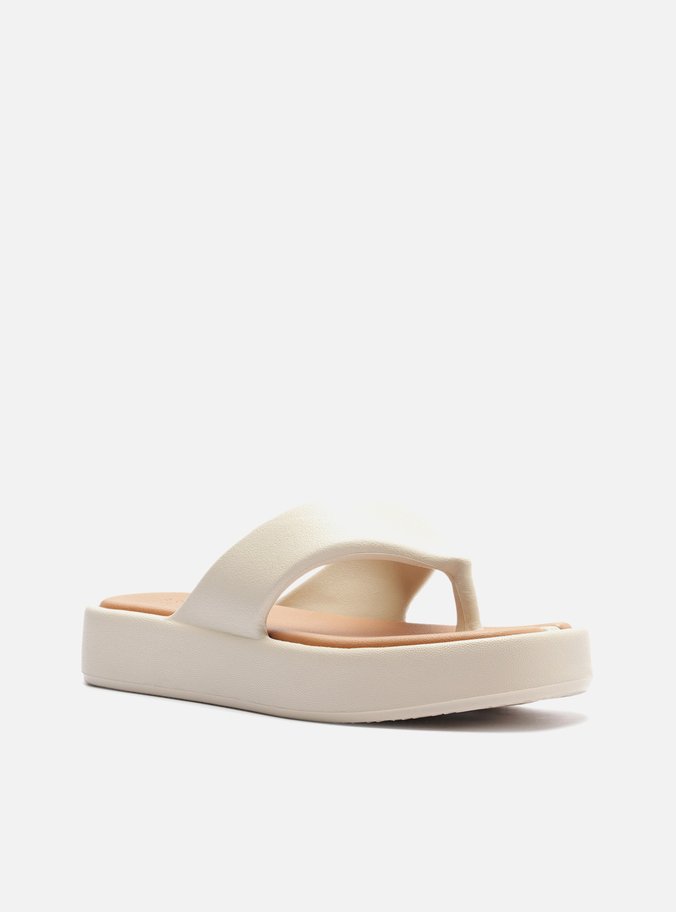 Sandália Branca Flatform Bicolor Tira