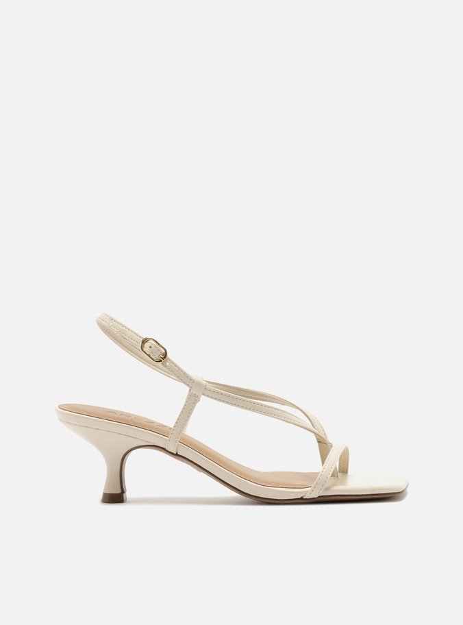 Sandália Branca Salto Fino Tiras Finas