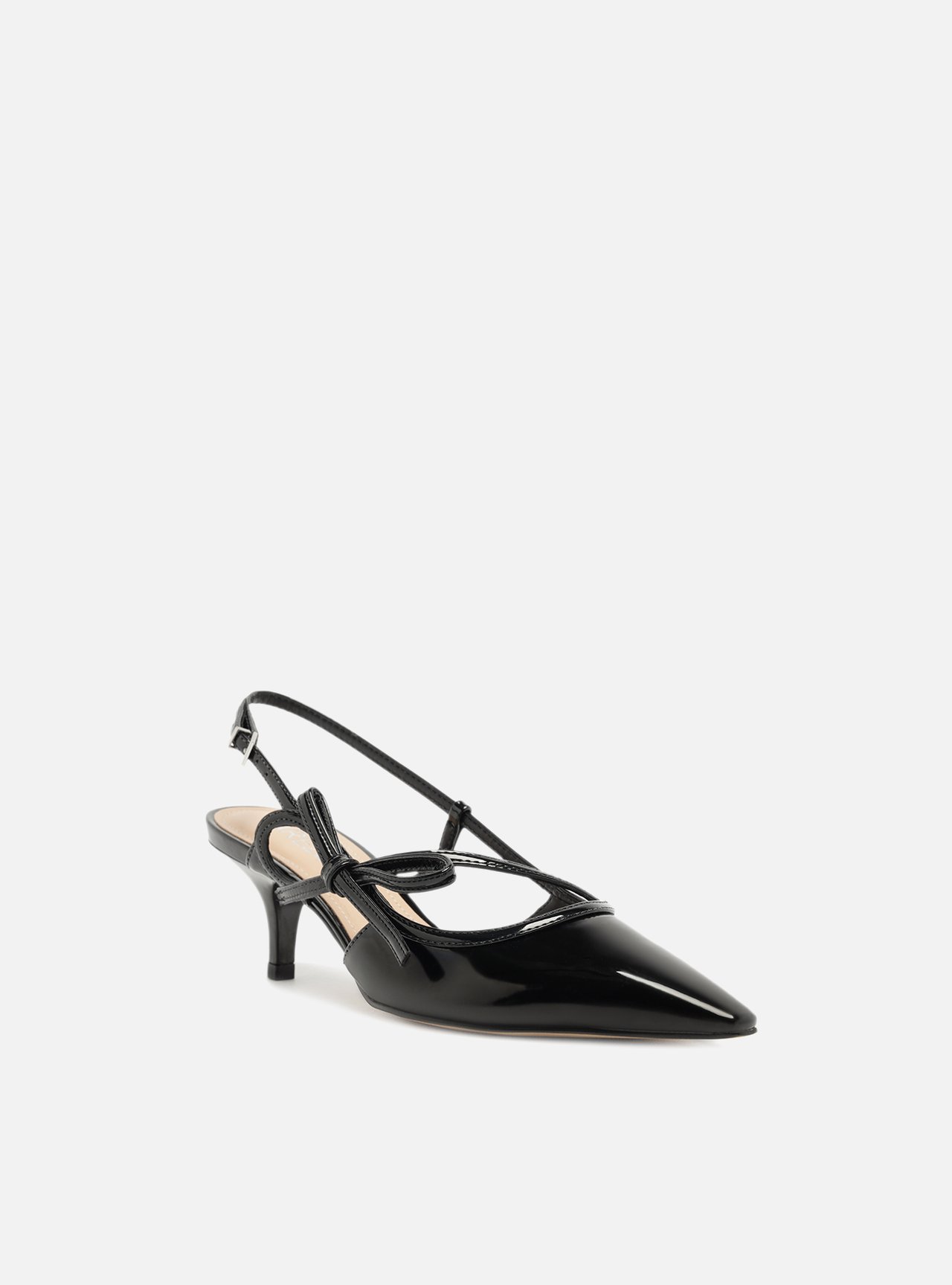 Scarpin Preto Salto Fino Slingback Laço — foto 2