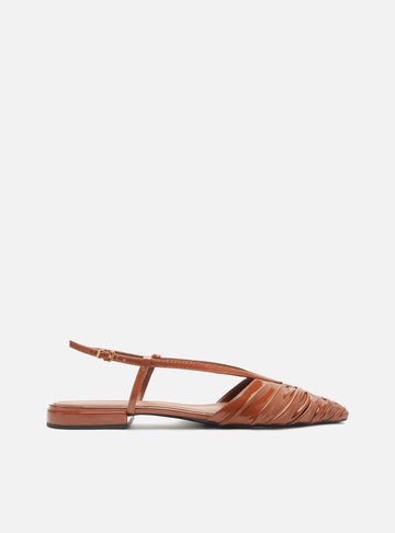 Sapatilha Marrom Verniz Bico Fino Slingback