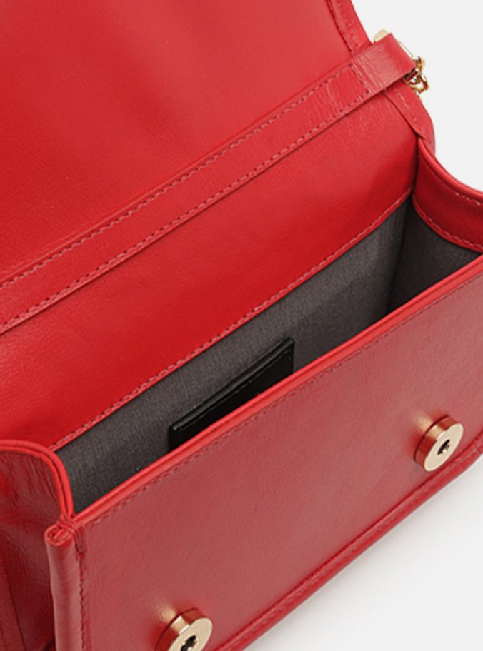 Bolsa Tiracolo Vermelha Couro Pequena Corrente