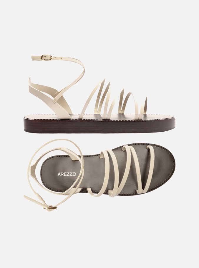Sandália Rasteira Off-White Tiras Finas