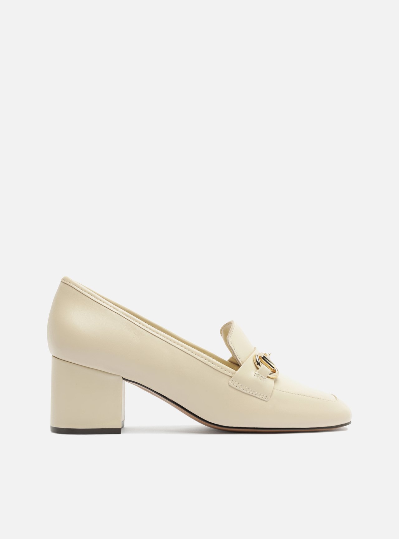 Loafer Off White Couro Salto Bloco Bridão — foto 1