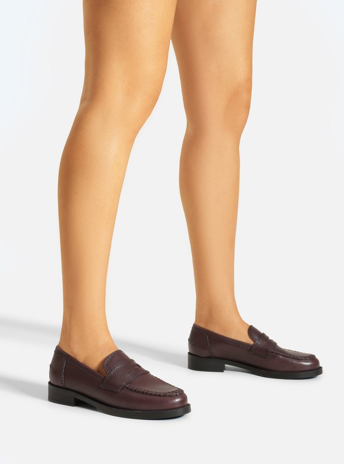 Mocassim Marrom Couro Bloco Costuras