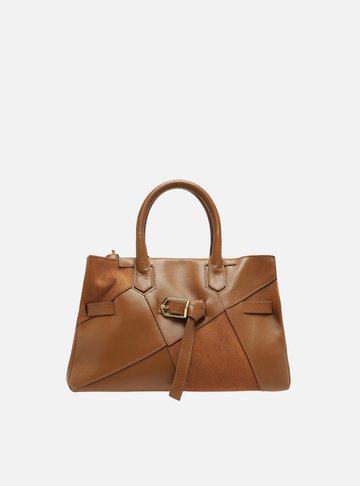 Bolsa Tote Marrom Couro Média Fivela