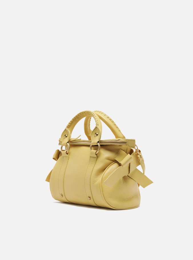 Bolsa Tote Amarela Couro Pequena Alças Mix