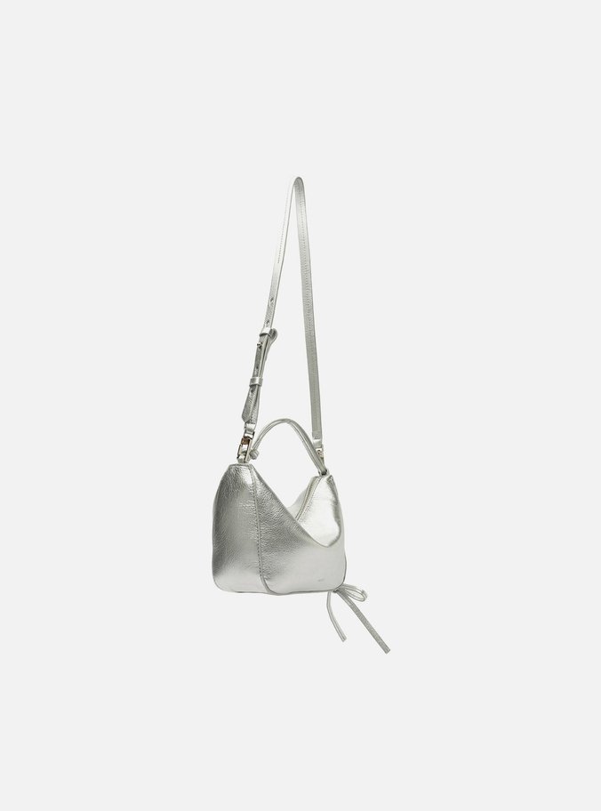 Bolsa Tiracolo Prateada Couro Pequena Alças Mix