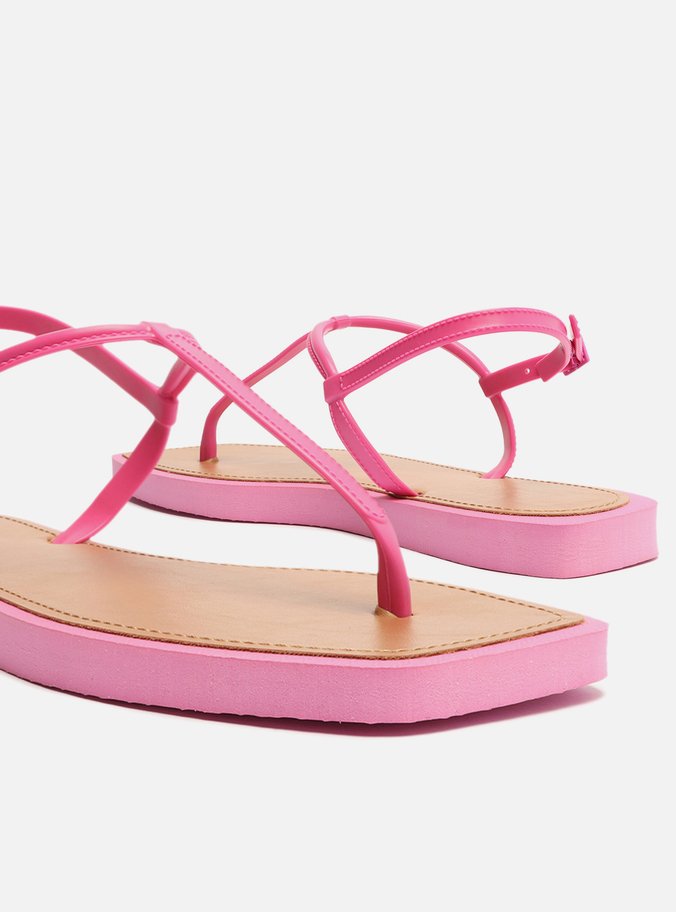 Sandália Rasteira Rosa Slim Square Brizza