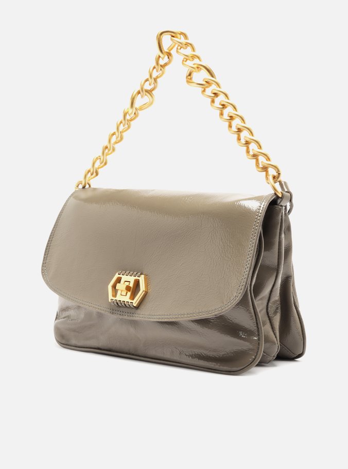 Bolsa Tiracolo Cinza Couro Amélia Grande