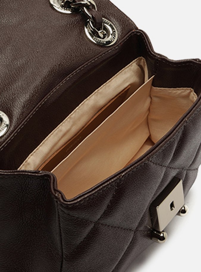Bolsa Tiracolo Marrom Escura Couro Mizz Pequena