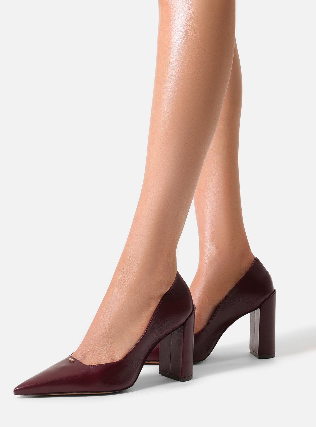 Scarpin Vermelho Couro Salto Bloco Metais — foto 6