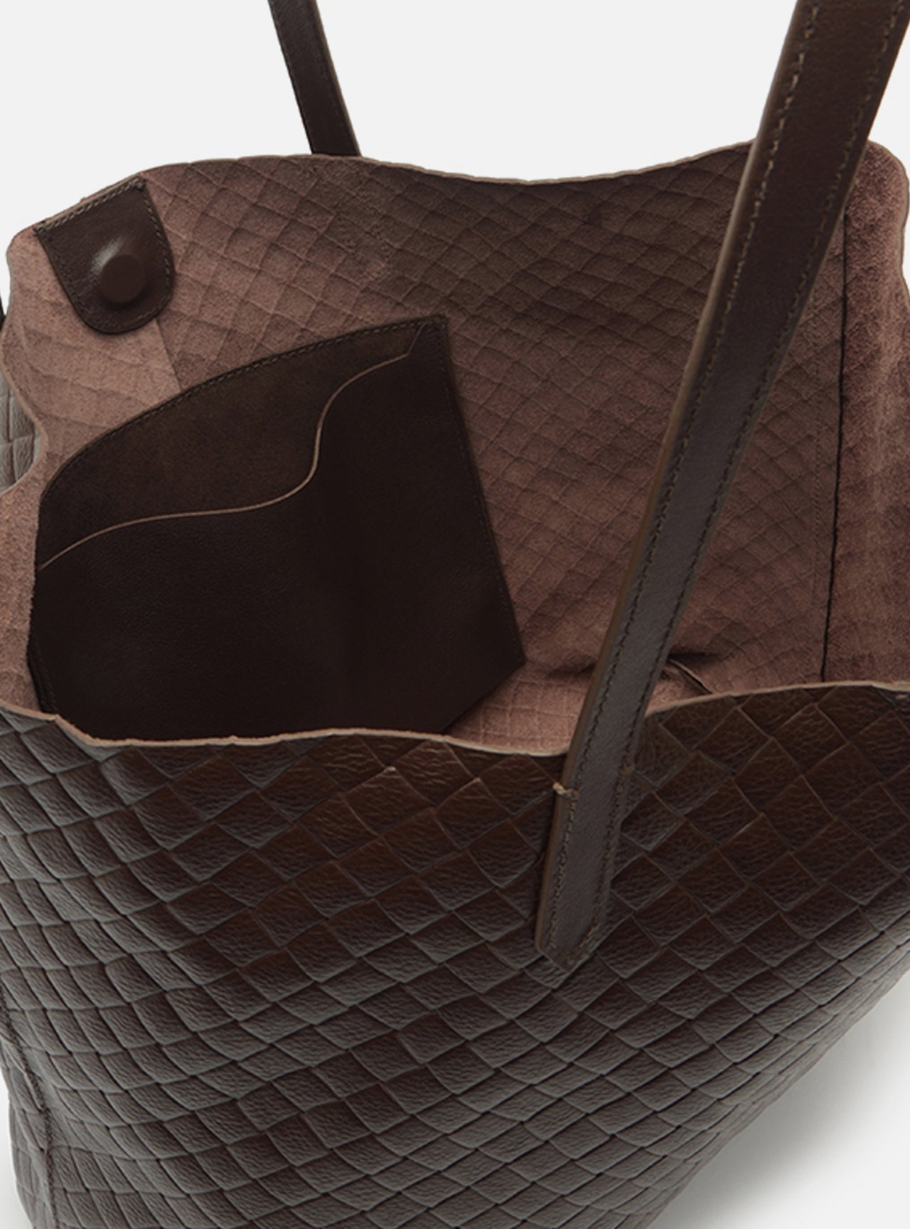 Bolsa Shopping Marrom Couro Grande Tressê — foto 4