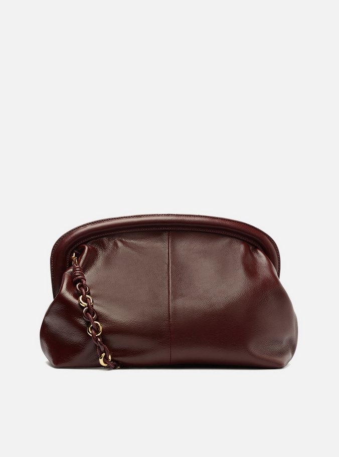 Clutch Vermelha Couro Grande Alça Corrente