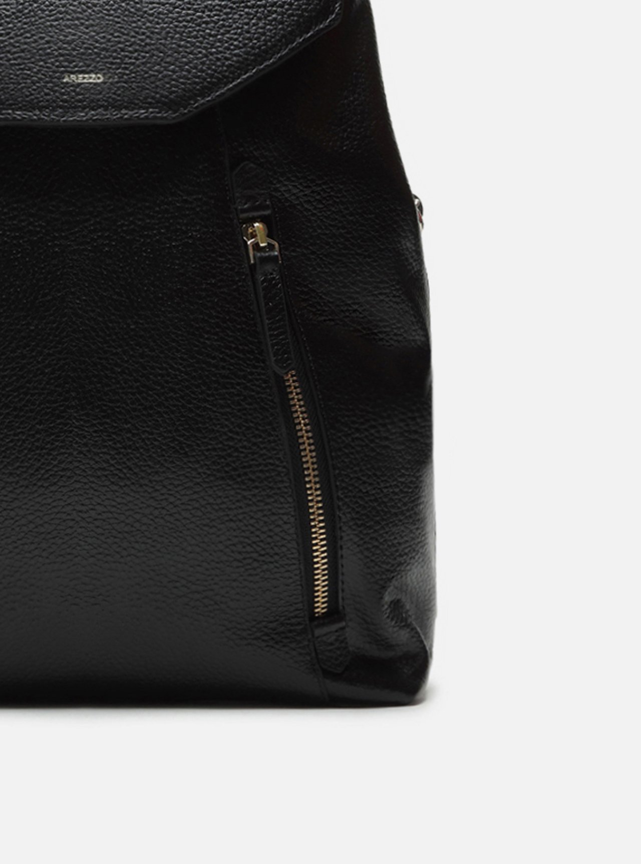 Mochila Preta Couro Grande Bolsos — foto 6