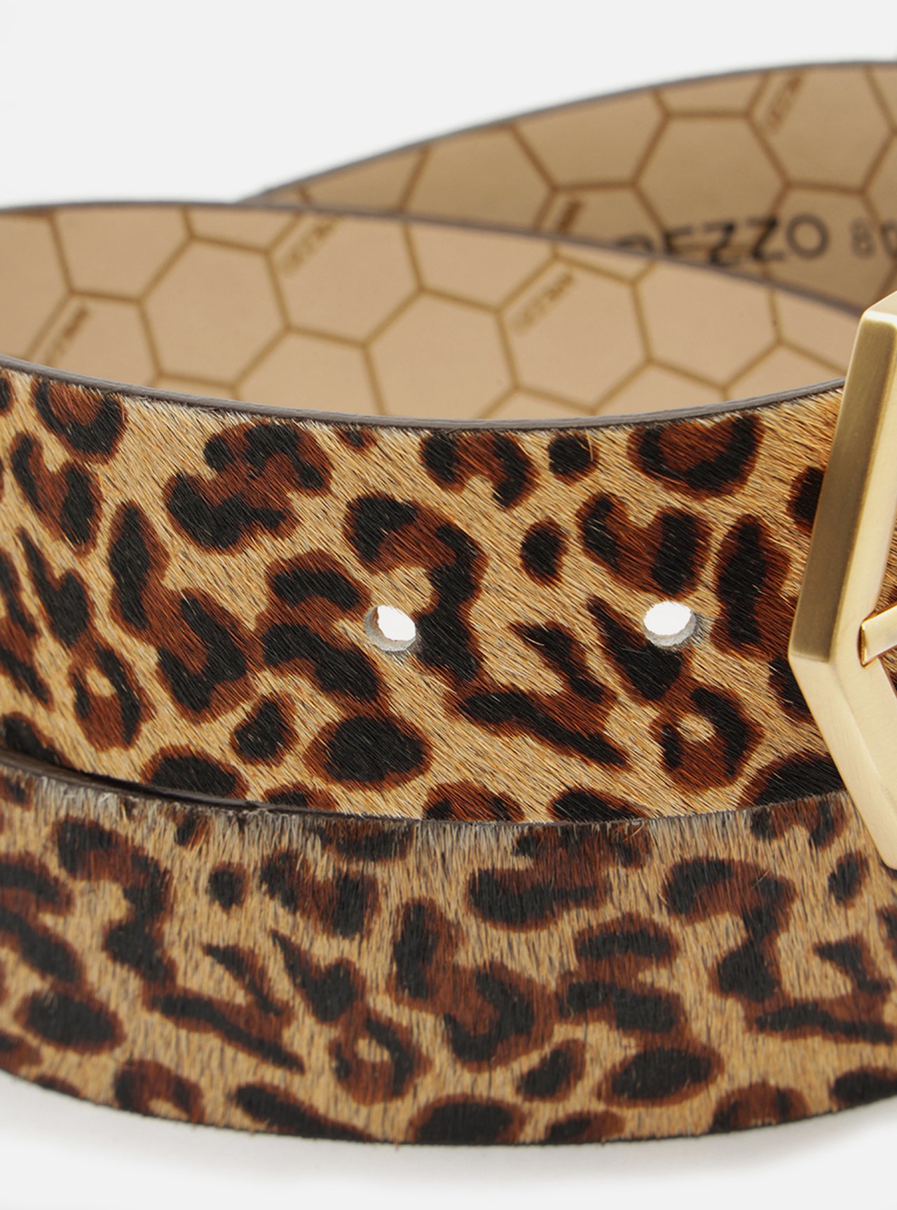 Cinto Animal Print Couro Fivela Metálica Geométrica — foto 5