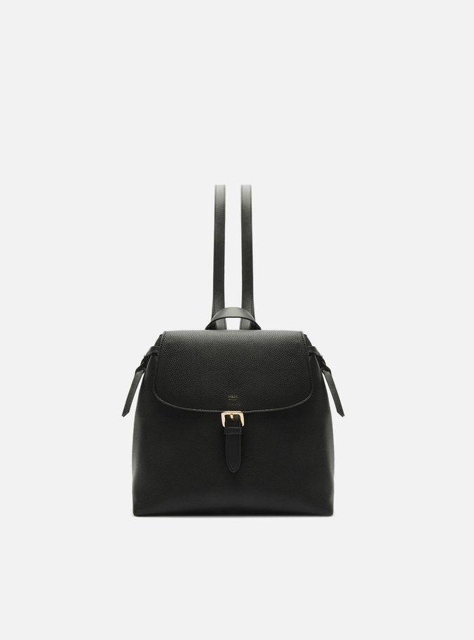 Bolsa Mochila Preta Fivela Dourada