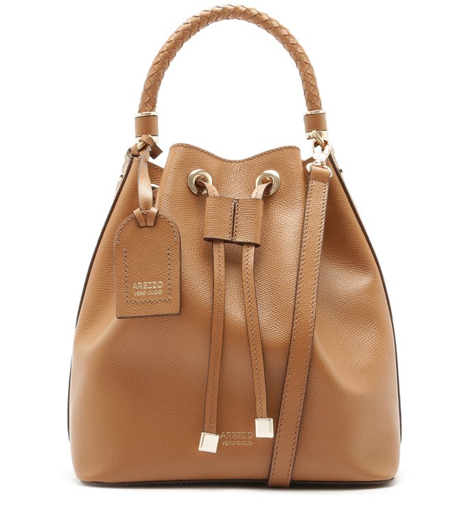 Bolsa Bucket Couro Piazza Média Natural Wood