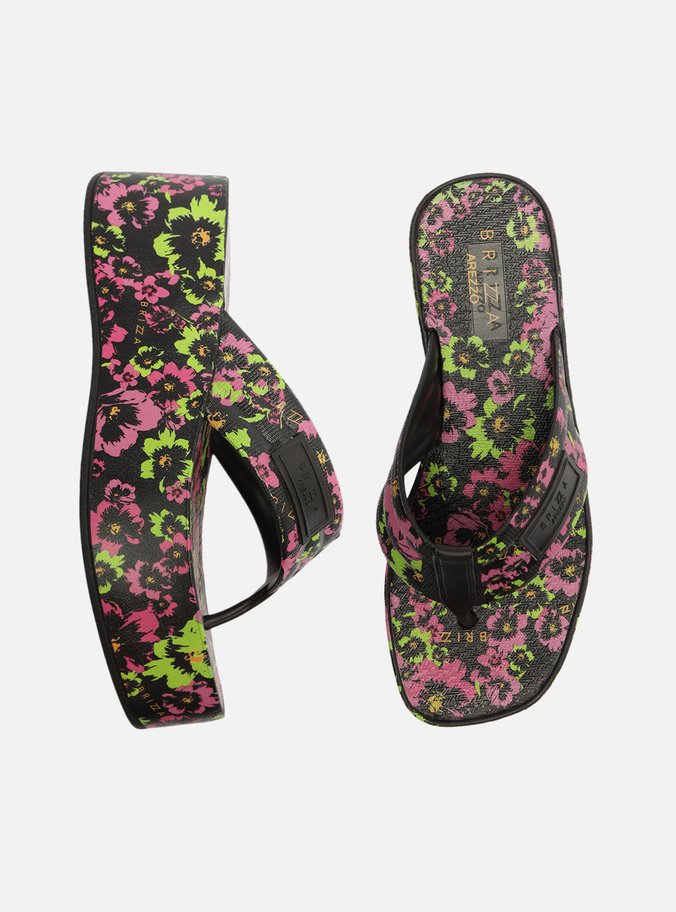 Tamanco Preta Floral Flatform Lulu Brizza