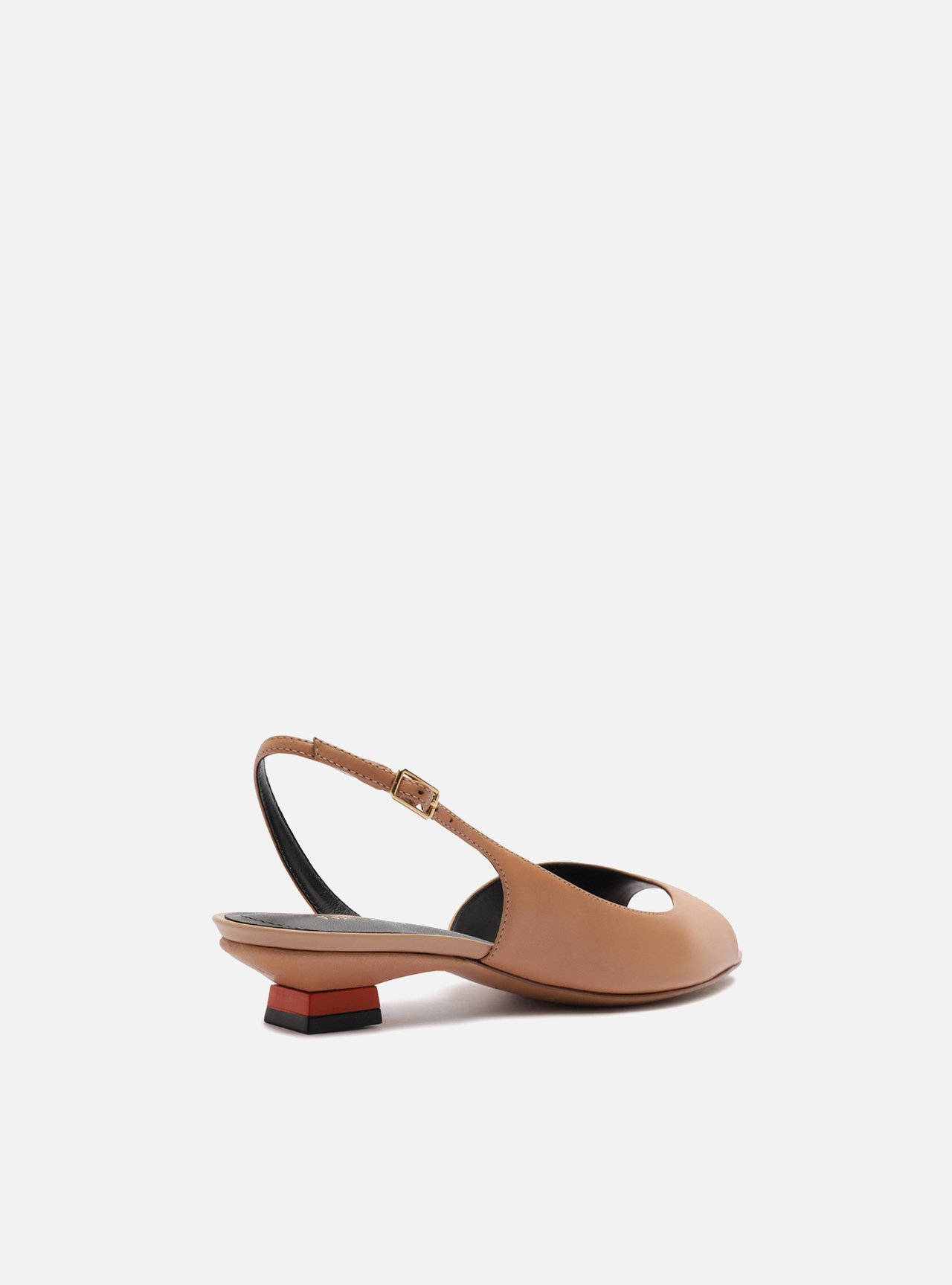 Scarpin Nude Couro Salto Bloco Slingback — foto 3