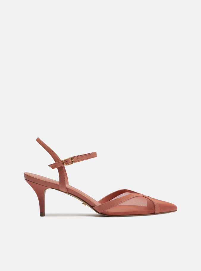 Scarpin Rosa Tela Salto Baixo