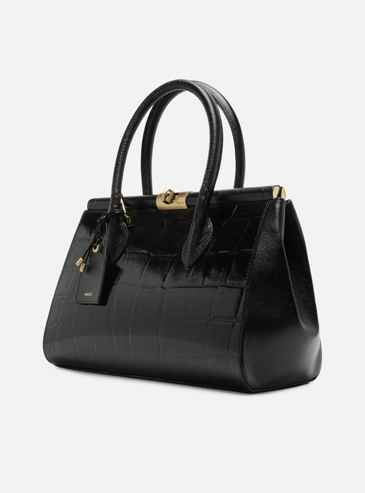 Bolsa Tote Preta Couro Maxi Croco Grande — foto 2