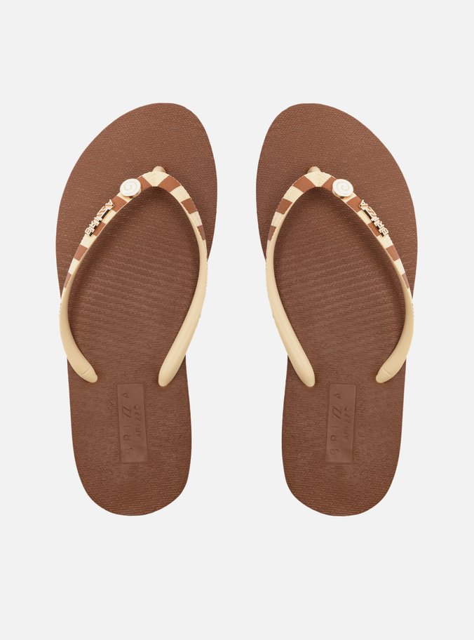 Chinelo de Dedo Marrom Tiras Listradas Easy Bacio Di Latte