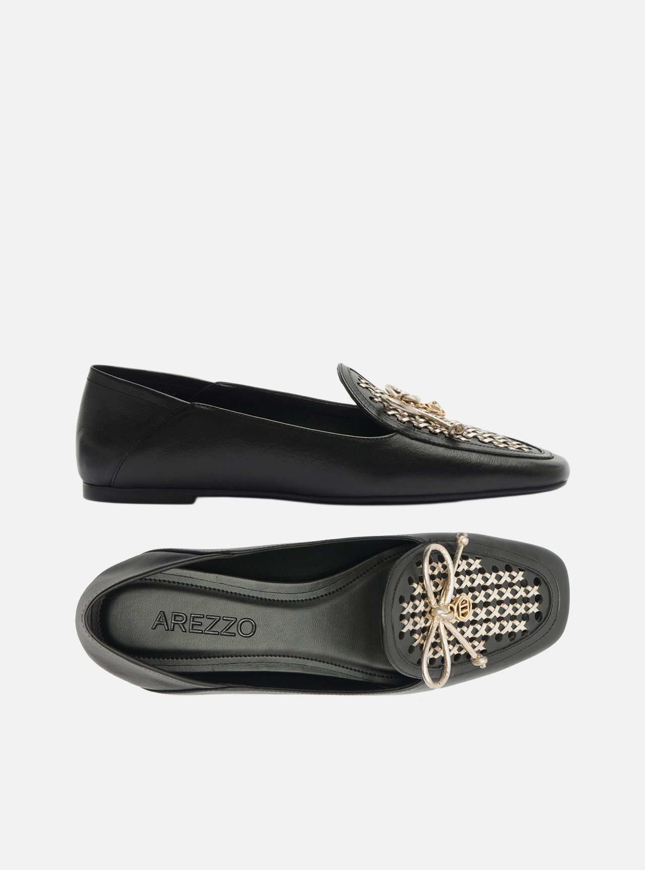 Mocassim Preto Bico Quadrado Tressê — foto 5