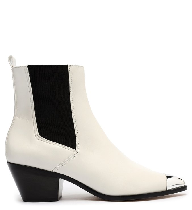 Bota Branca Couro Cano Curto Western