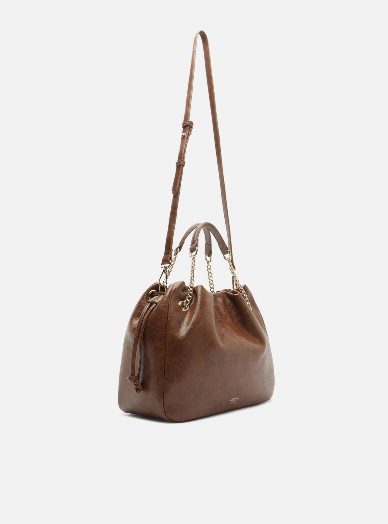 Bolsa Bucket Marrom Média Alça Corrente — foto 2