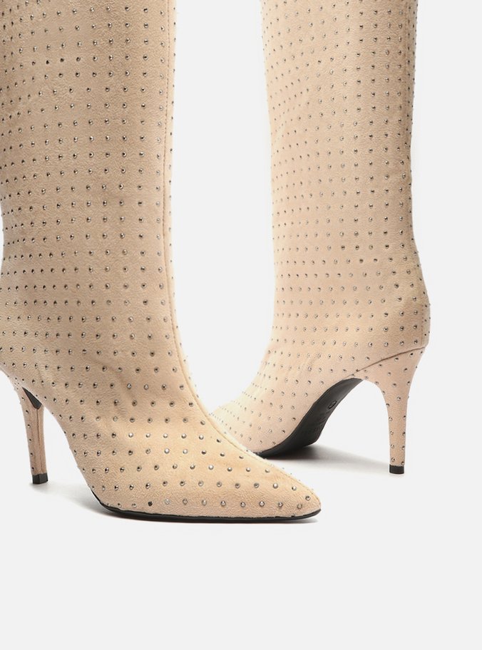 Bota Nude Camurça Cano Longo Hailey