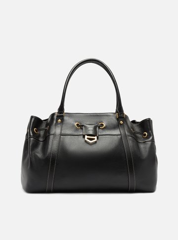 Bolsa Shopping Preta Couro Alicia Média