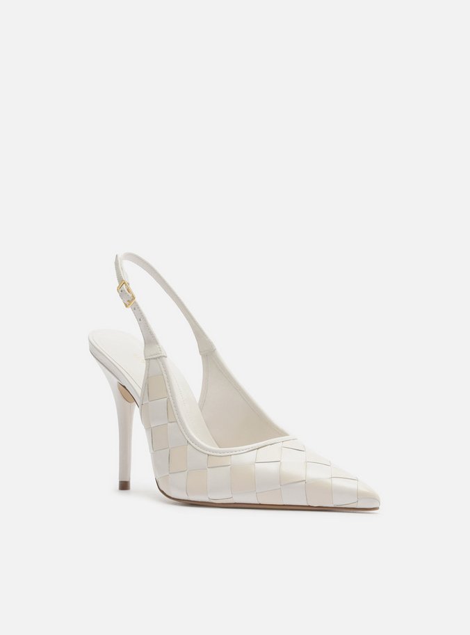 Scarpin Branco Tressê Off-White Slingback