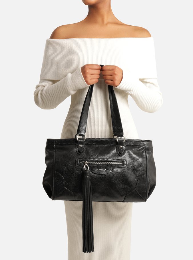 Bolsa Shopping Preta Couro Grande Barbicacho