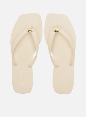 Chinelo de Dedo Branco Square Metal Brizza