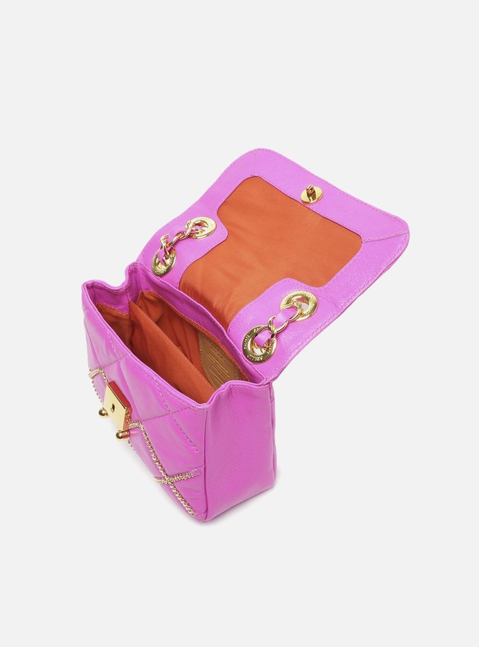 Bolsa Tiracolo Rosa Correntes Couro Mizz Pequena