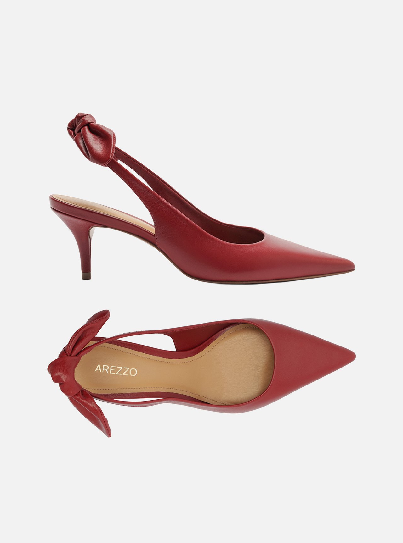 Scarpin Vermelho Couro Slingback Salto Fino Laço — foto 5