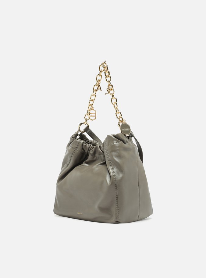 Bolsa Tiracolo Cinza Couro Olívia Pequena