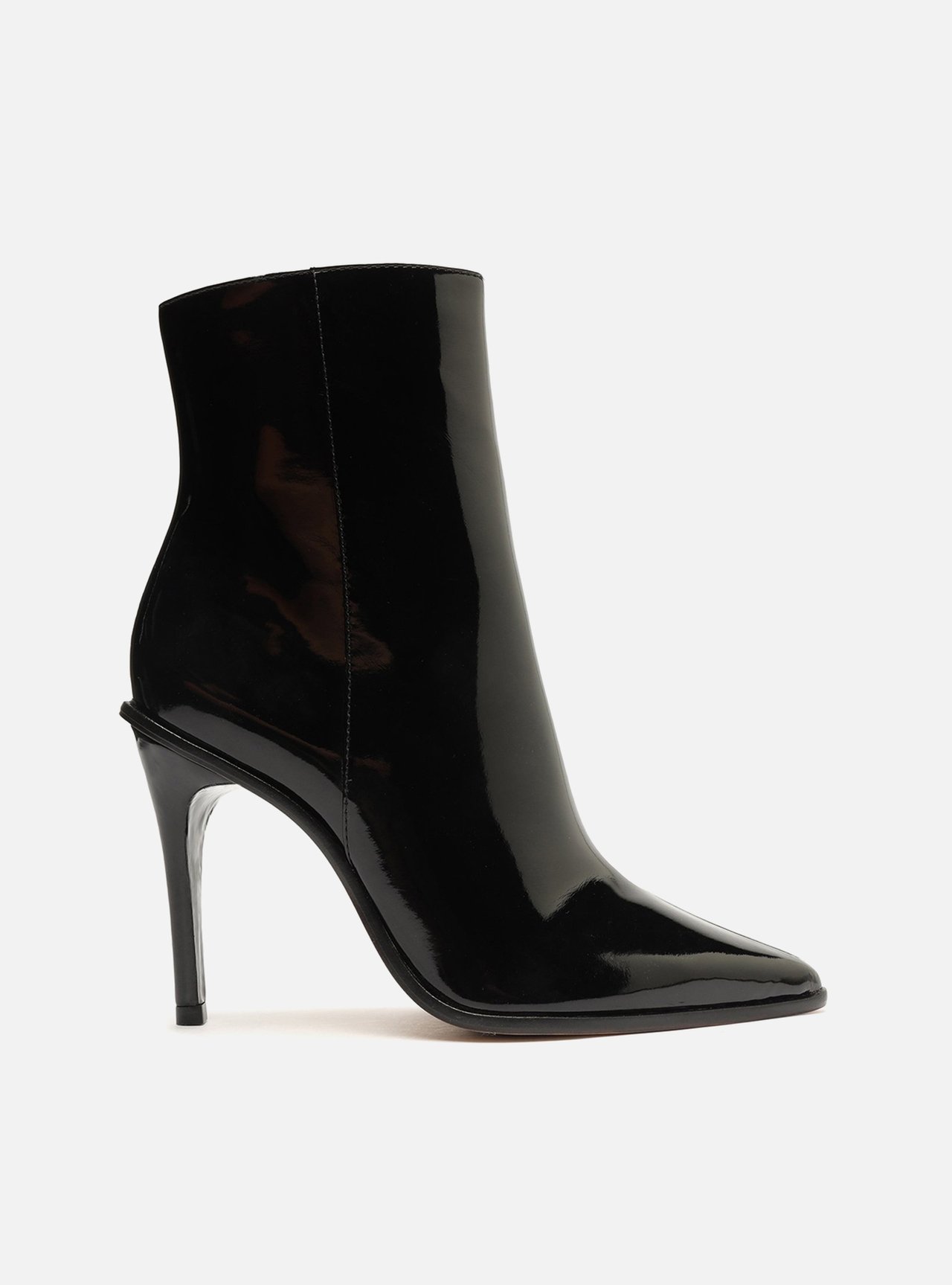 Bota Preta Verniz Cano Curto Salto Alto Fino Arezzo