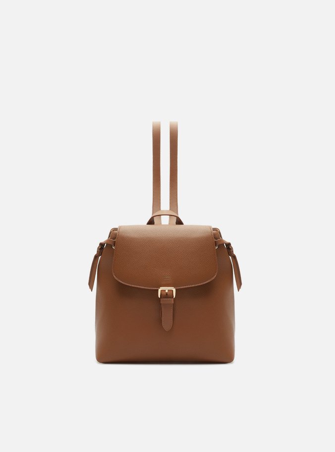 Bolsa Mochila Marrom Fivela Dourada